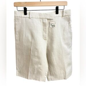 Chloe Amanda Bermuda Shorts Beige Linen Blend NWT